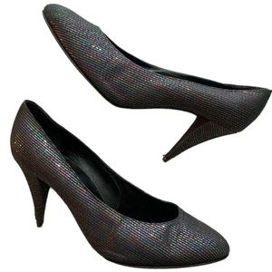 Rare VTG Rainbow Metallic Striped Pumps 🌈